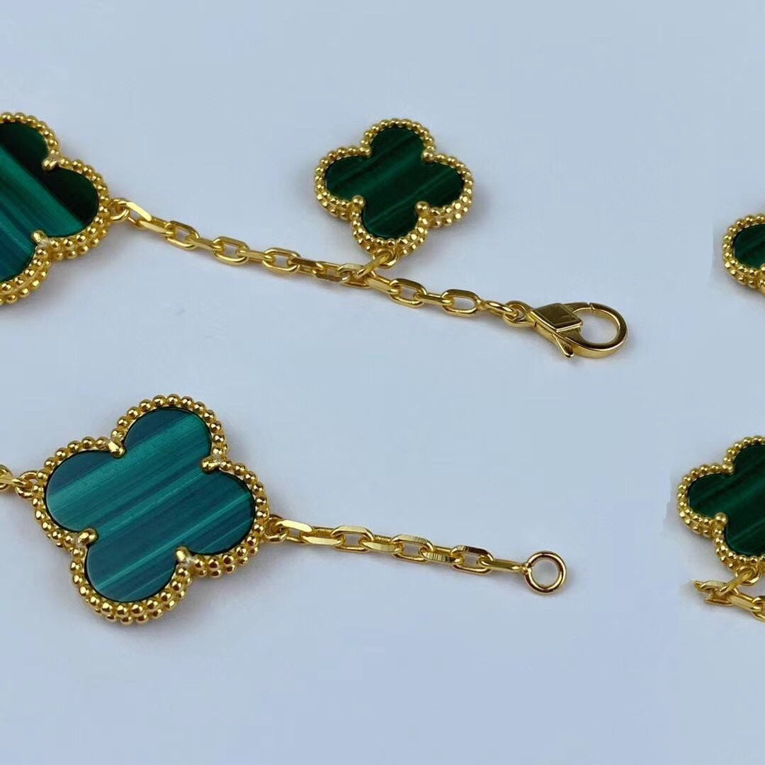 ¡®lume Jewelry¡¯MAGIC CLOVER MALACHITE GOLD BRACELET 5 MOTIFS