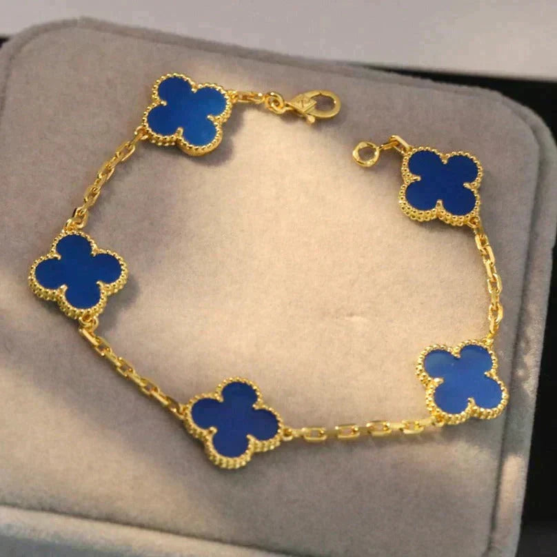 [lume Jewelry]New CLOVER 5 MOTIF BLUE AGATE BRACELET COLLECTION