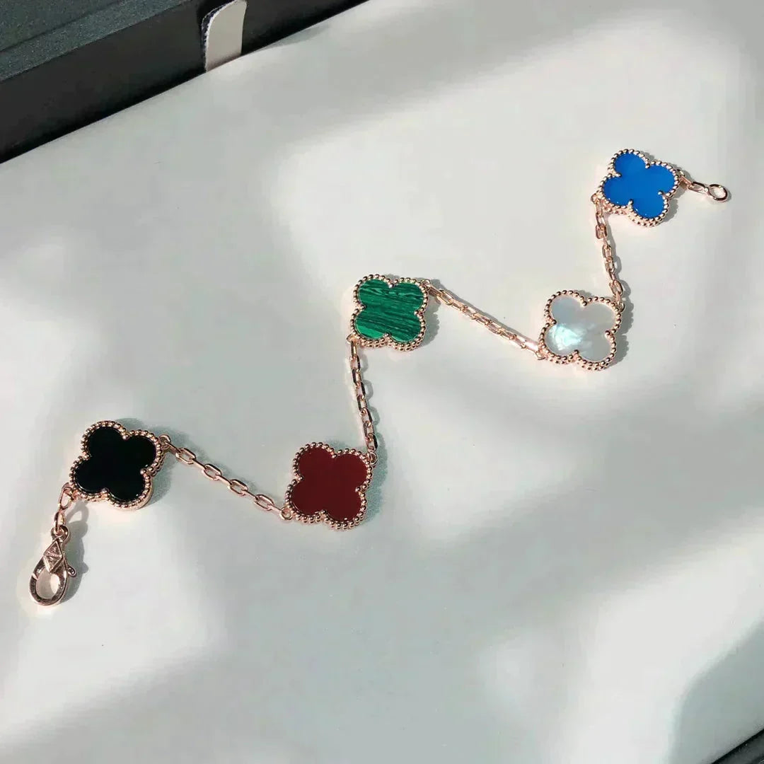 [lume Jewelry]New CLOVER 5 MOTIFS MULTICOLOR BRACELET