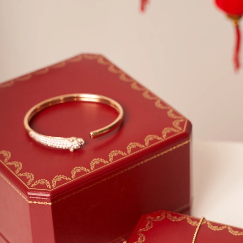 ¡®lume Jewelry¡¯PANTHERE ROSE GOLD DIAMOND OPEN BRACELET