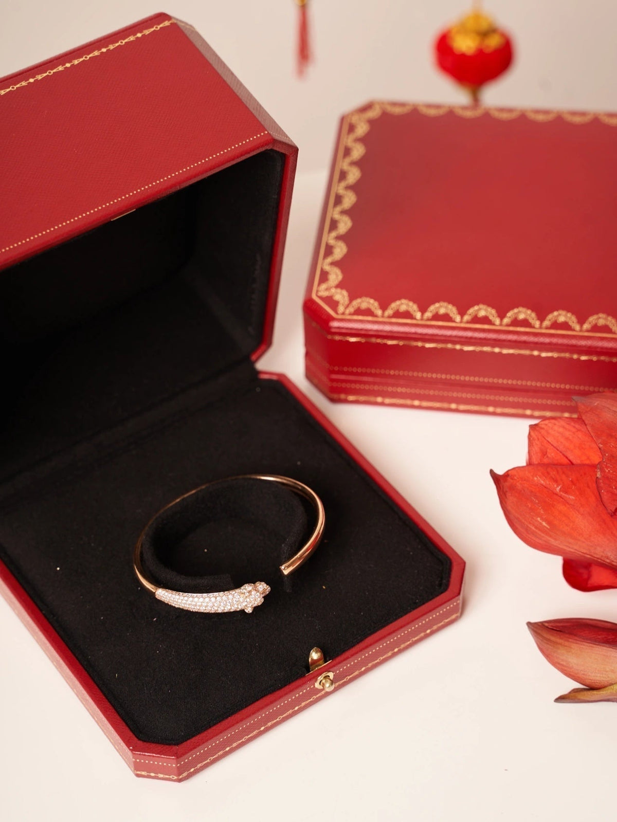 ¡®lume Jewelry¡¯PANTHERE ROSE GOLD DIAMOND OPEN BRACELET