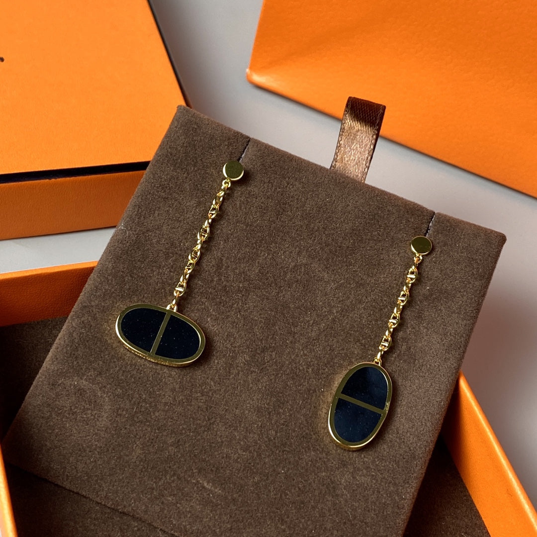 ¡®lume Jewelry¡¯CHAINE VERSO BLACK CERAMIC EARRINGS