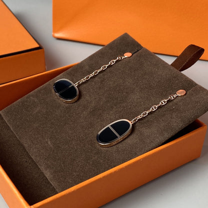 ¡®lume Jewelry¡¯CHAINE VERSO BLACK CERAMIC EARRINGS