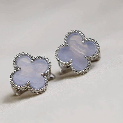 ¡®lume Jewelry¡¯CLOVER MEDIUM 1 MOTIFS  WHITE MOP EARRINGS SILVER