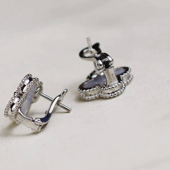 ¡®lume Jewelry¡¯CLOVER MEDIUM 1 MOTIFS  WHITE MOP EARRINGS SILVER