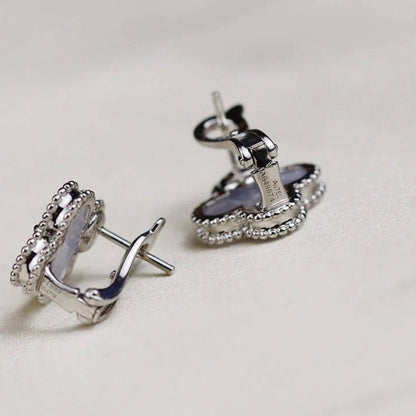 ¡®lume Jewelry¡¯CLOVER MEDIUM 1 MOTIFS  WHITE MOP EARRINGS SILVER