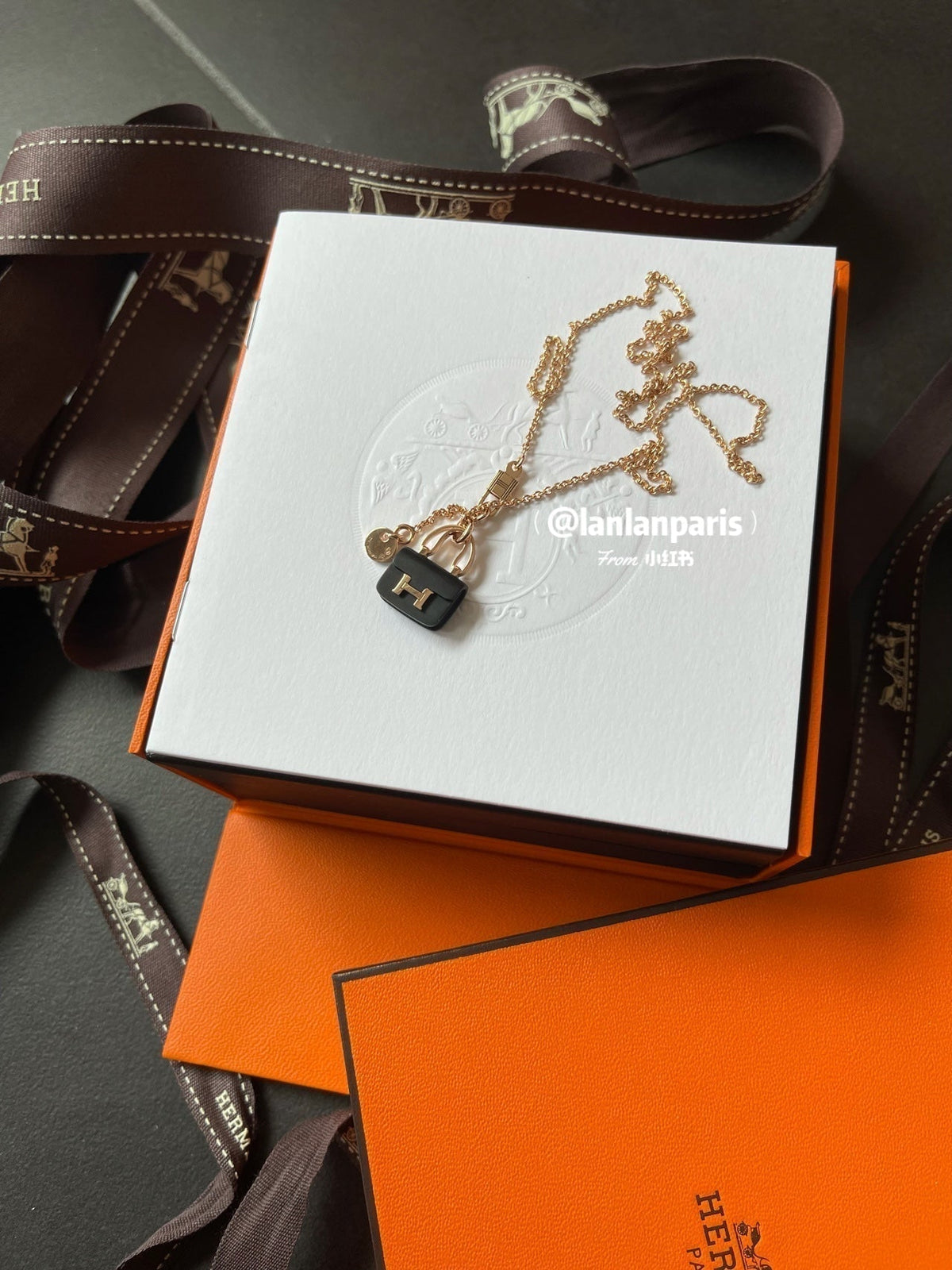 ¡®lume Jewelry¡¯CONSTANCE BLACK PEDANT PINK GOLD NECKLACE