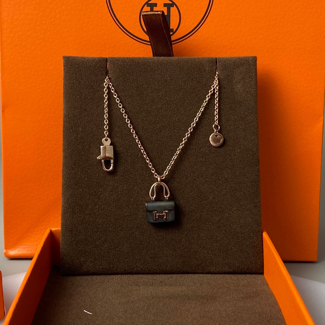 ¡®lume Jewelry¡¯CONSTANCE BLACK PEDANT PINK GOLD NECKLACE