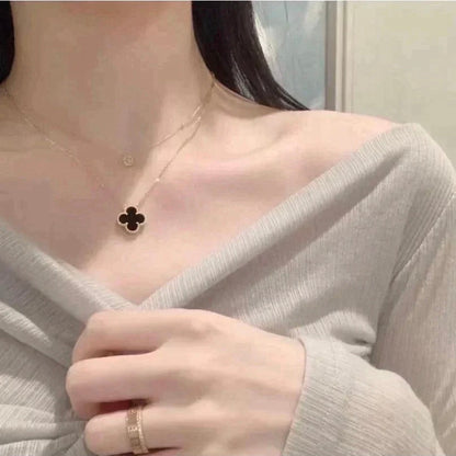 ¡®lume Jewelry¡¯CLOVER 15MM BLACK ONYX SINGLE FLOWER NECKLACE