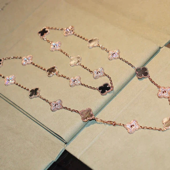 ¡®lume Jewelry¡¯CLOVER 20 MOTIFS DARK MOP DIAMOND  NECKLACE