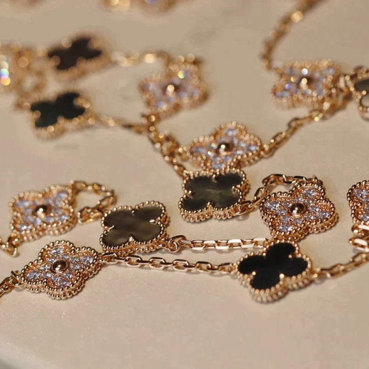 ¡®lume Jewelry¡¯CLOVER 20 MOTIFS DARK MOP DIAMOND  NECKLACE