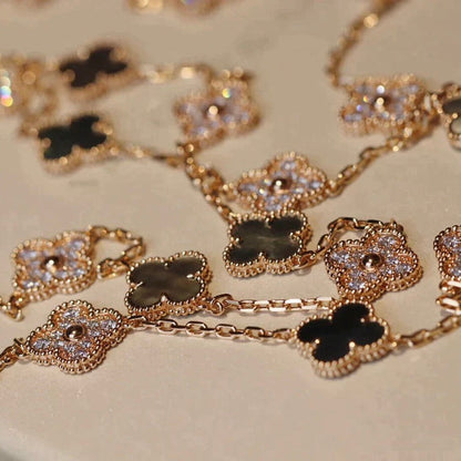 ¡®lume Jewelry¡¯CLOVER 20 MOTIFS DARK MOP DIAMOND  NECKLACE