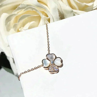 ¡®lume Jewelry¡¯CLOVER MOP DIAMOND ROSE GOLD NECKLACE