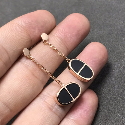 ¡®lume Jewelry¡¯CHAINE VERSO BLACK CERAMIC SILVER EARRINGS