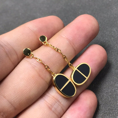 ¡®lume Jewelry¡¯CHAINE VERSO BLACK CERAMIC SILVER EARRINGS