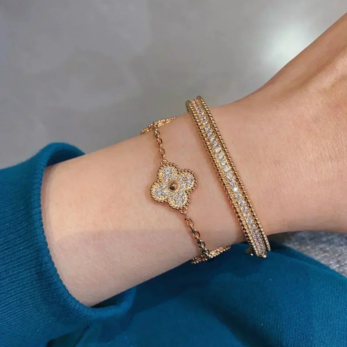 [lume Jewelry] New  CLOVER 5 MOTIF FULL DIAMOND BRACELET COLLECTION