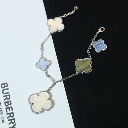 ¡®lume Jewelry¡¯CLOVER BRACELET 5 MOTIFS MOP CHALCEDONY SILVER