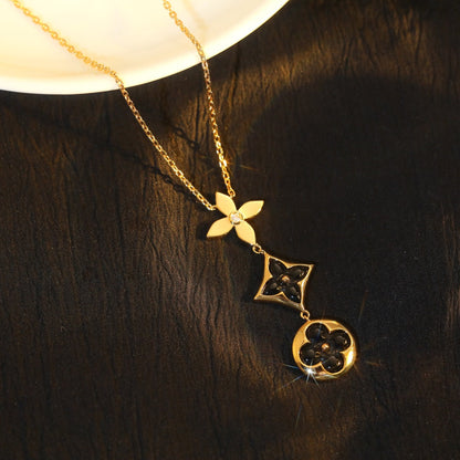 ¡®lume Jewelry¡¯STAR AND SUN ONYX PINK GOLD NECKLACE