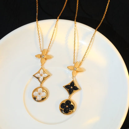 ¡®lume Jewelry¡¯STAR AND SUN ONYX PINK GOLD NECKLACE