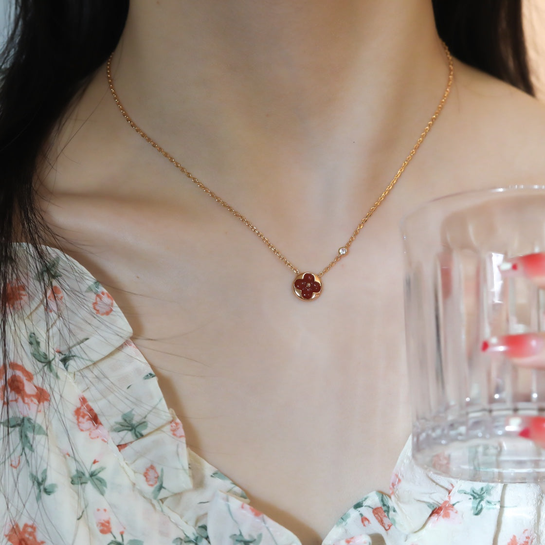 ¡®lume Jewelry¡¯SUN PEDANT PINK GOLD 1 DIAMOND NECKLACE