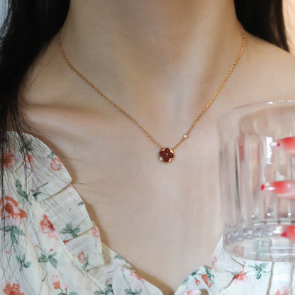 ¡®lume Jewelry¡¯SUN PEDANT PINK GOLD 1 DIAMOND NECKLACE