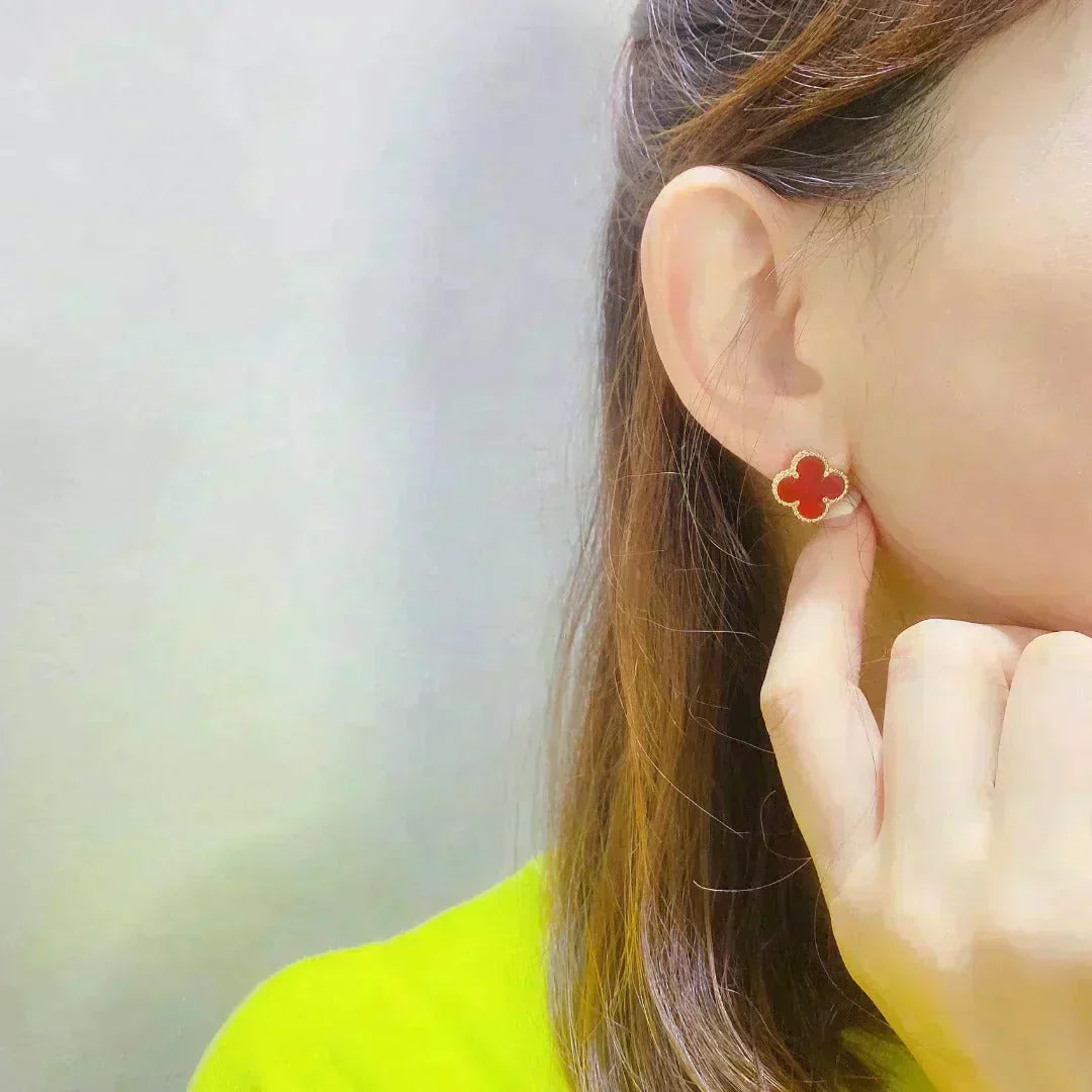 ¡®lume Jewelry¡¯CLOVER MEDIUM 1 MOTIFS CARNELIAN  EARRINGS