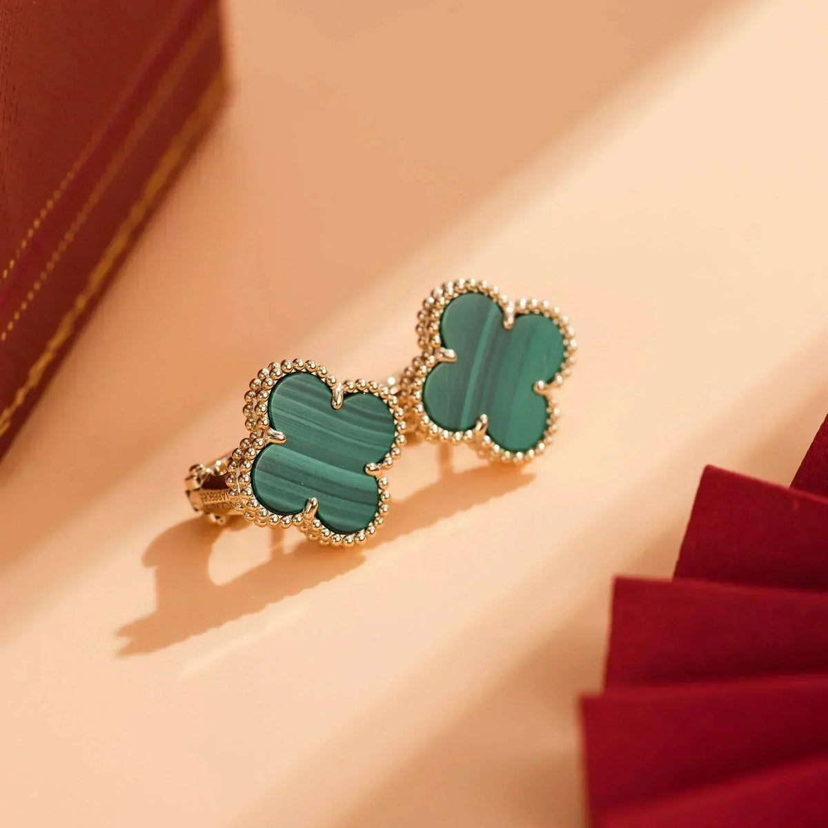 ¡®lume Jewelry¡¯CLOVER MEDIUM 1 MOTIFS MALACHITE  EARRINGS