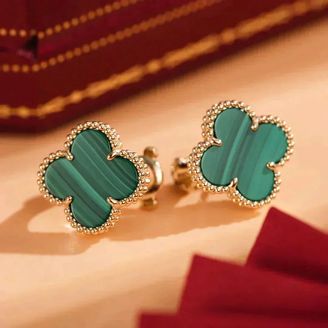 ¡®lume Jewelry¡¯CLOVER MEDIUM 1 MOTIFS MALACHITE  EARRINGS