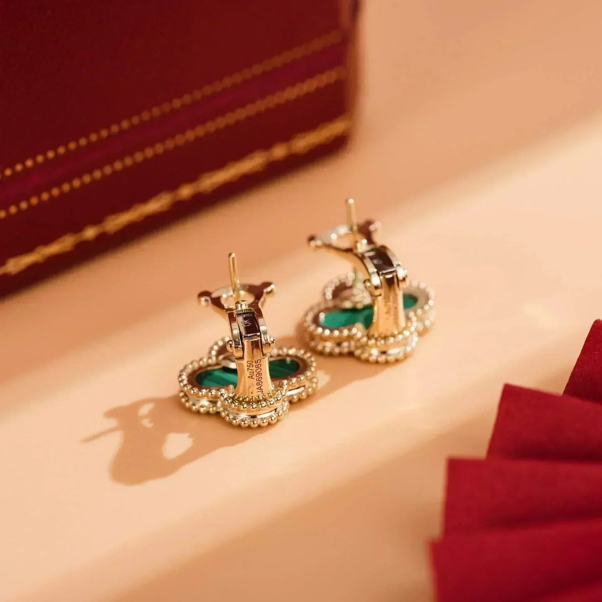¡®lume Jewelry¡¯CLOVER MEDIUM 1 MOTIFS MALACHITE  EARRINGS