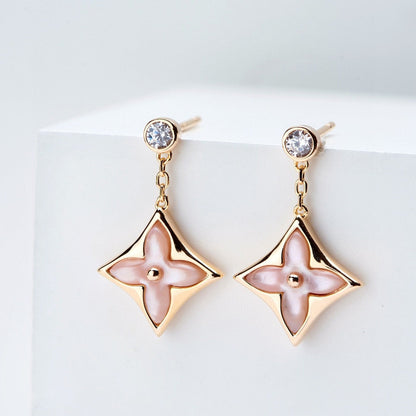 ¡®lume Jewelry¡¯DOUBLE STAR PINK GOLD MOP DROP EARRINGS