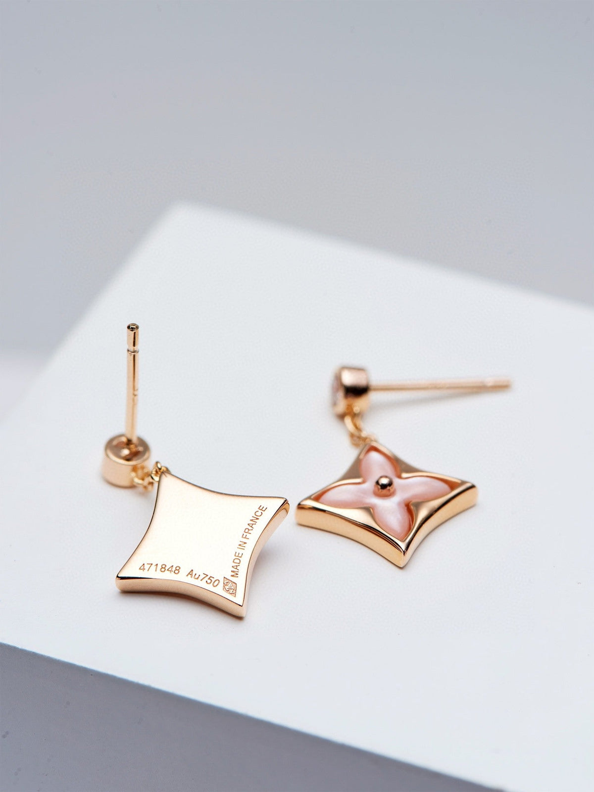 ¡®lume Jewelry¡¯DOUBLE STAR PINK GOLD MOP DROP EARRINGS