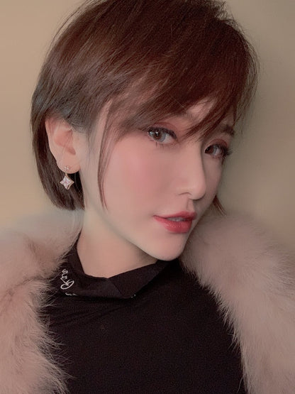 ¡®lume Jewelry¡¯DOUBLE STAR PINK GOLD MOP DROP EARRINGS