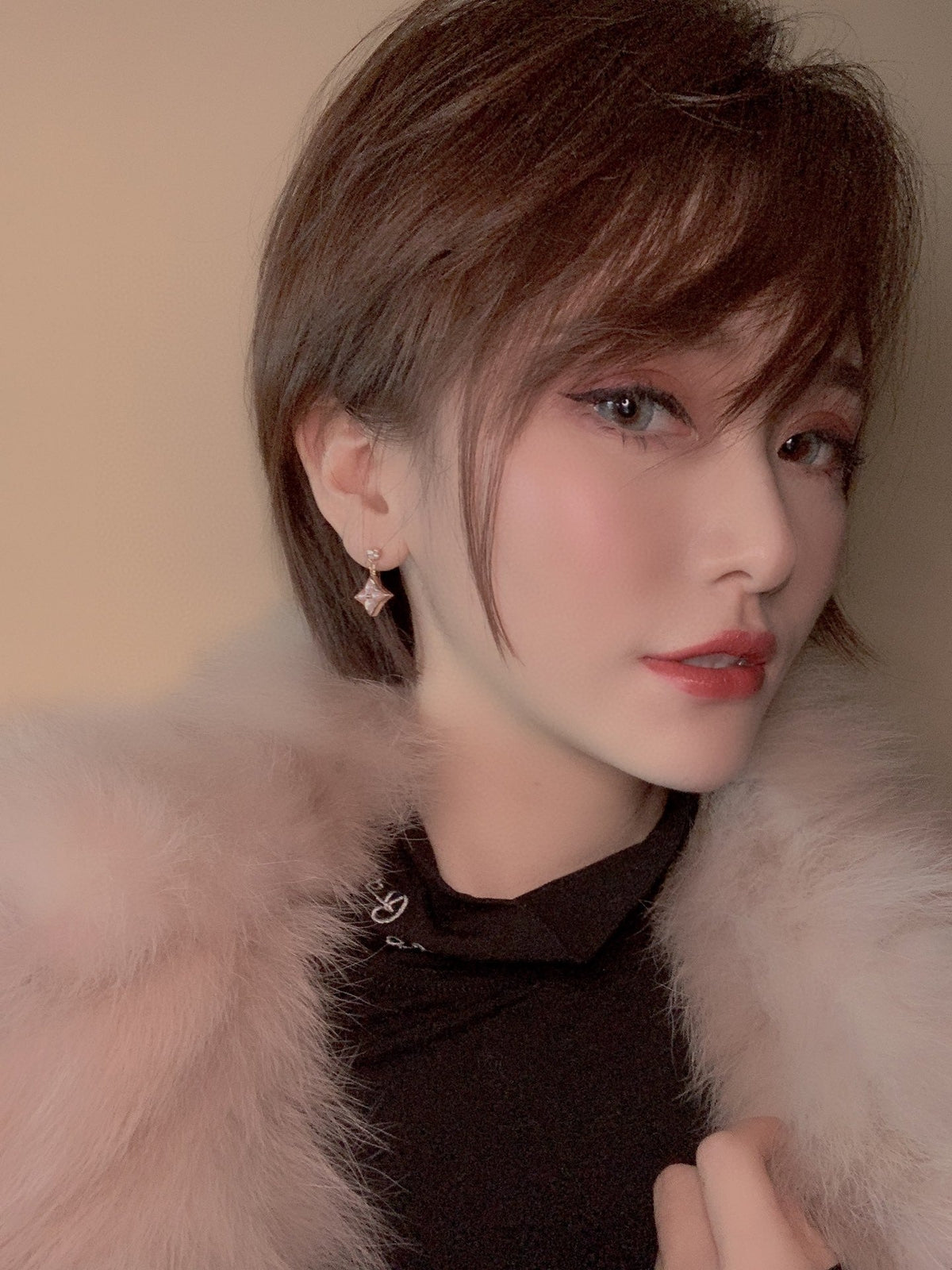 ¡®lume Jewelry¡¯DOUBLE STAR PINK GOLD MOP DROP EARRINGS