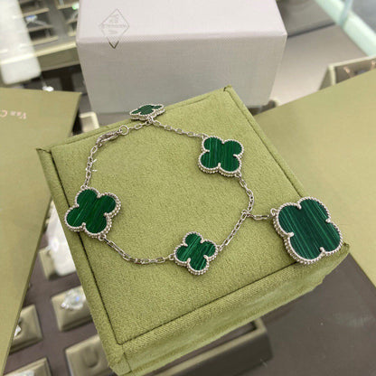 ¡®lume Jewelry¡¯CLOVER 5 MOTIFS SIVLER MALACHITE BRACELET