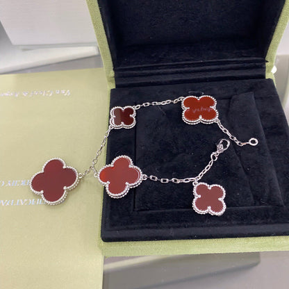 ¡®lume Jewelry¡¯CLOVER 5 MOTIFS SIVLER CARNELIAN BRACELET