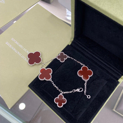 ¡®lume Jewelry¡¯CLOVER 5 MOTIFS SIVLER CARNELIAN BRACELET