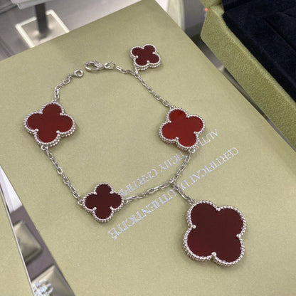 ¡®lume Jewelry¡¯CLOVER 5 MOTIFS SIVLER CARNELIAN BRACELET