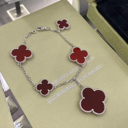 ¡®lume Jewelry¡¯CLOVER 5 MOTIFS SIVLER CARNELIAN BRACELET
