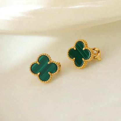 ¡®lume Jewelry¡¯CLOVER MEDIUM 1 MOTIFS MALACHITE  EARRINGS