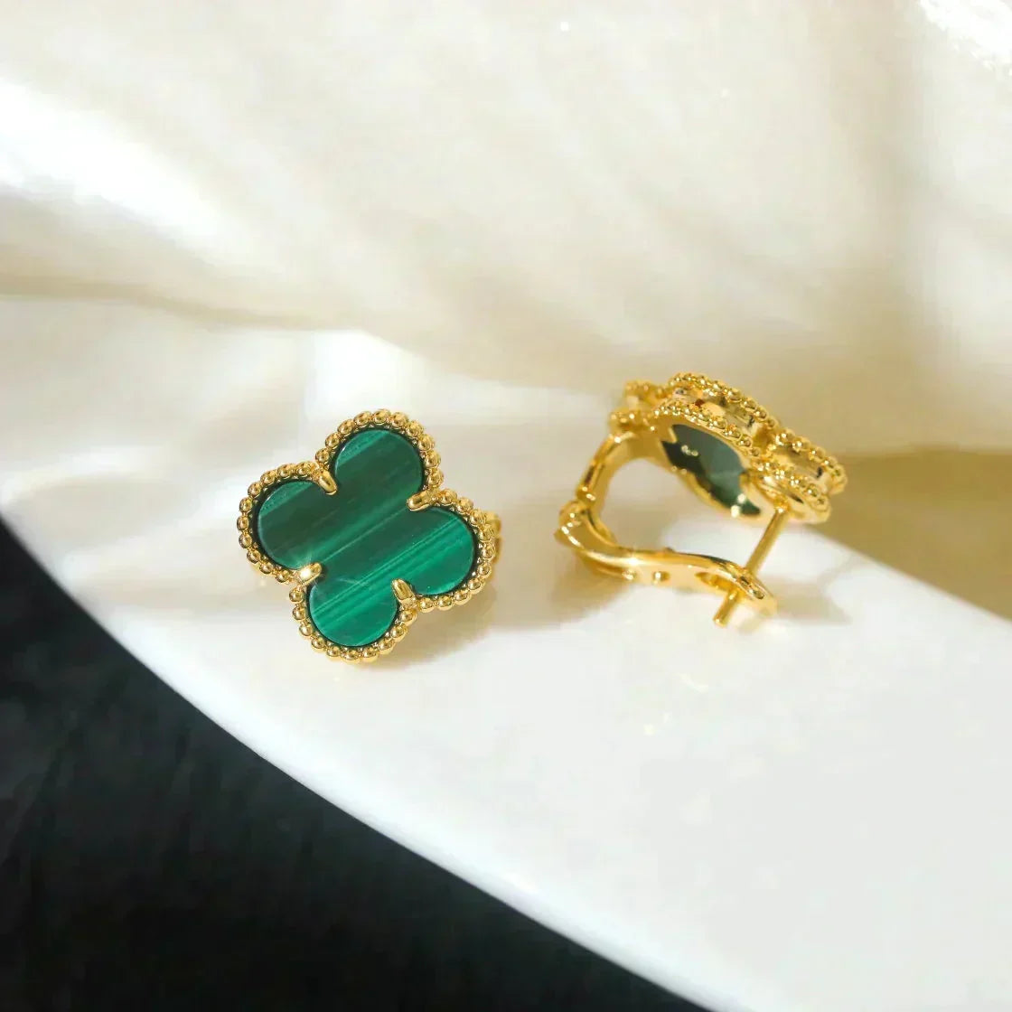 ¡®lume Jewelry¡¯CLOVER MEDIUM 1 MOTIFS MALACHITE  EARRINGS