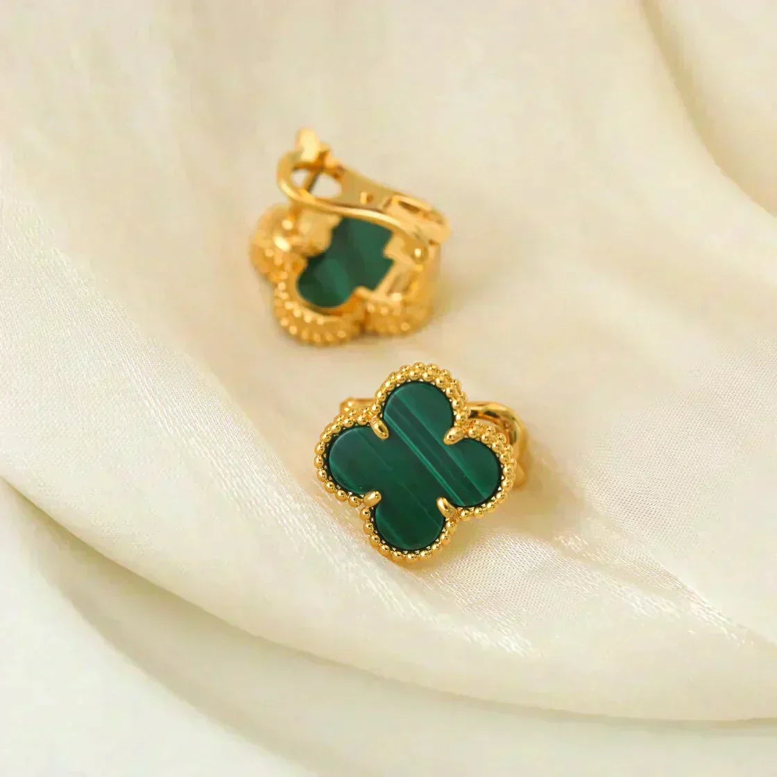 ¡®lume Jewelry¡¯CLOVER MEDIUM 1 MOTIFS MALACHITE  EARRINGS