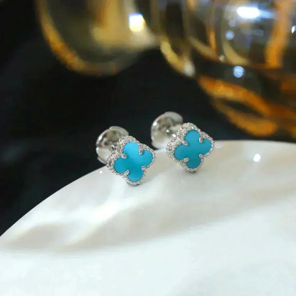 ¡®lume Jewelry¡¯CLOVER MINI 9.5MM ONYX STUD EARRINGS SILVER