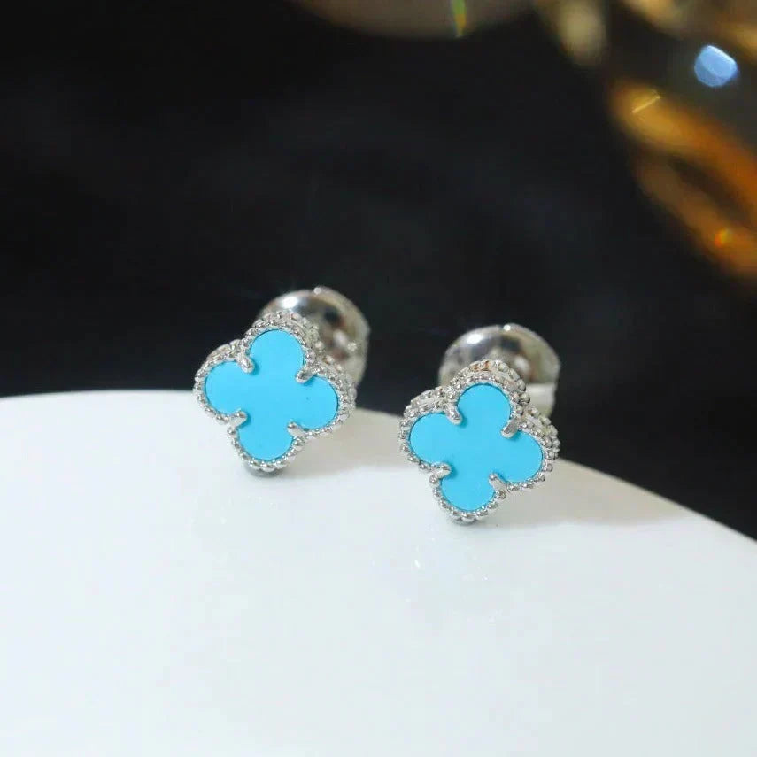 ¡®lume Jewelry¡¯CLOVER MINI 9.5MM ONYX STUD EARRINGS SILVER