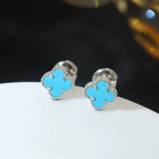 ¡®lume Jewelry¡¯CLOVER MINI 9.5MM ONYX STUD EARRINGS SILVER