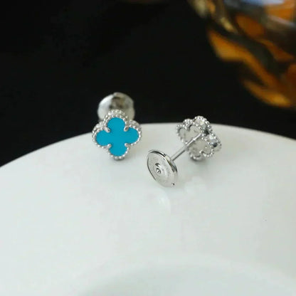 ¡®lume Jewelry¡¯CLOVER MINI 9.5MM ONYX STUD EARRINGS SILVER