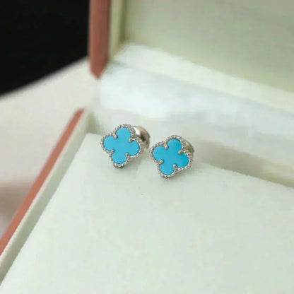 ¡®lume Jewelry¡¯CLOVER MINI 9.5MM ONYX STUD EARRINGS SILVER