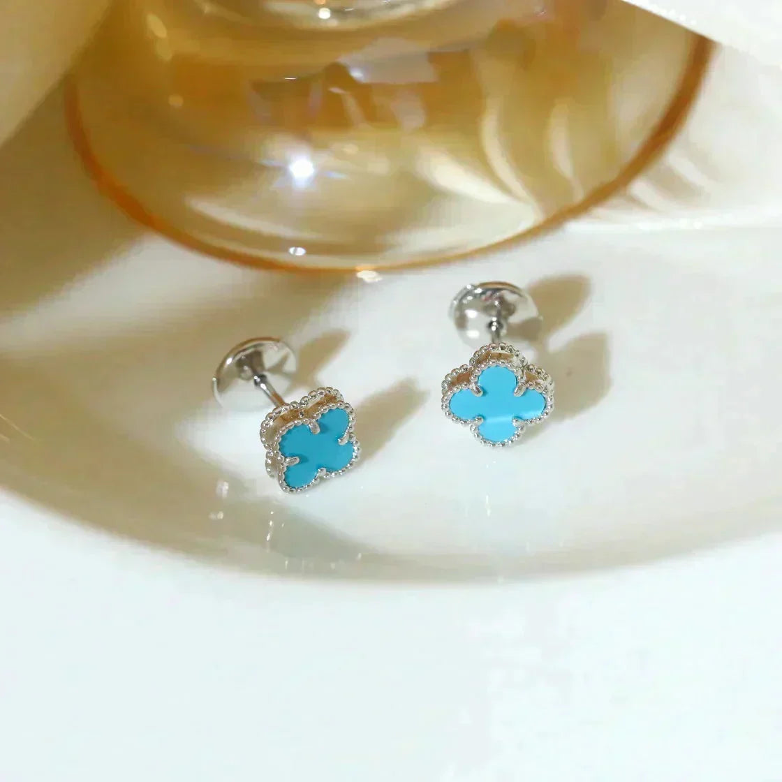 ¡®lume Jewelry¡¯CLOVER MINI 9.5MM ONYX STUD EARRINGS SILVER