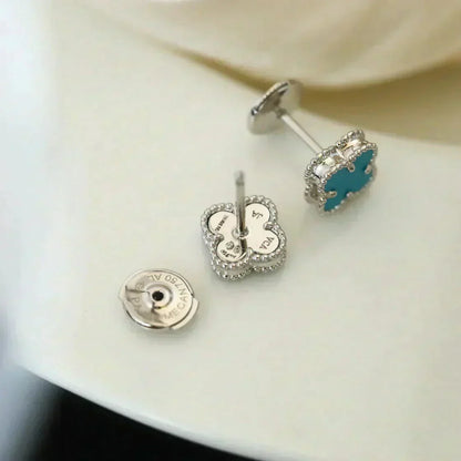 ¡®lume Jewelry¡¯CLOVER MINI 9.5MM ONYX STUD EARRINGS SILVER