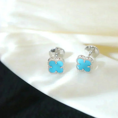 ¡®lume Jewelry¡¯CLOVER MINI 9.5MM ONYX STUD EARRINGS SILVER