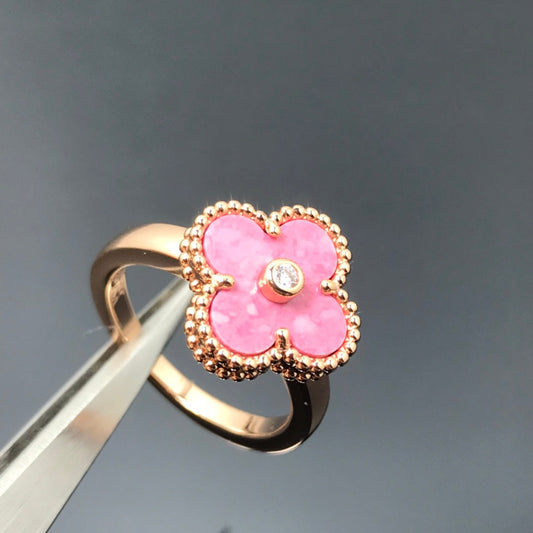 ¡®lume Jewelry¡¯CLOVER RHODONITE ROSE GOLD RING